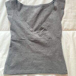 Brandy Melville Charcoal V-Neck Tee